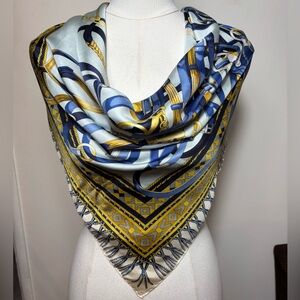 Gucci Blue, Yellow & White Printed Silk-Feel Square Scarf